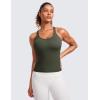 imageCRZ YOGA Seamless Ribbed Womens Tank Top Racerback Camisoles with Built in Bra Padded Scoop Neck Athletic Workout Slim CamiOlive Green