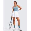 imageCRZ YOGA Seamless Ribbed Womens Tank Top Racerback Camisoles with Built in Bra Padded Scoop Neck Athletic Workout Slim CamiPure Blue