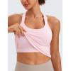 imageCRZ YOGA Seamless Ribbed Womens Tank Top Racerback Camisoles with Built in Bra Padded Scoop Neck Athletic Workout Slim CamiStrawberry Pink