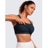 imageCRZ YOGA Seamless Ribbed Womens Tank Top Racerback Camisoles with Built in Bra Padded Scoop Neck Athletic Workout Slim CamiTrue Navy