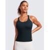 imageCRZ YOGA Seamless Ribbed Womens Tank Top Racerback Camisoles with Built in Bra Padded Scoop Neck Athletic Workout Slim CamiTrue Navy