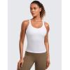 imageCRZ YOGA Seamless Ribbed Womens Tank Top Racerback Camisoles with Built in Bra Padded Scoop Neck Athletic Workout Slim CamiWhite