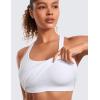 imageCRZ YOGA Seamless Ribbed Womens Tank Top Racerback Camisoles with Built in Bra Padded Scoop Neck Athletic Workout Slim CamiWhite