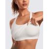 imageCRZ YOGA Seamless Ribbed Womens Tank Top Racerback Camisoles with Built in Bra Padded Scoop Neck Athletic Workout Slim CamiWhite Apricot
