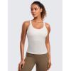imageCRZ YOGA Seamless Ribbed Womens Tank Top Racerback Camisoles with Built in Bra Padded Scoop Neck Athletic Workout Slim CamiWhite Apricot