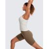 imageCRZ YOGA Seamless Ribbed Womens Tank Top Racerback Camisoles with Built in Bra Padded Scoop Neck Athletic Workout Slim CamiWhite Apricot