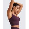 imageCRZ YOGA Softness Mold Butterluxe Longline Sports Bras for Women  V Neck Yoga Workout Crop Tank Top with Built in PadsDeep Purple