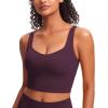 imageCRZ YOGA Softness Mold Butterluxe Longline Sports Bras for Women  V Neck Yoga Workout Crop Tank Top with Built in PadsDeep Purple