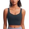 imageCRZ YOGA Softness Mold Butterluxe Longline Sports Bras for Women  V Neck Yoga Workout Crop Tank Top with Built in PadsTrue Navy