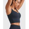 imageCRZ YOGA Softness Mold Butterluxe Longline Sports Bras for Women  V Neck Yoga Workout Crop Tank Top with Built in PadsTrue Navy