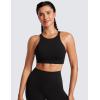 imageCRZ YOGA Womens Butterluxe High Neck Longline Sports Bras  Criss Cross Halter Wireless Padded Gym Workout Crop TopBlack
