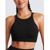 imageCRZ YOGA Womens Butterluxe High Neck Longline Sports Bras  Criss Cross Halter Wireless Padded Gym Workout Crop TopBlack