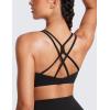 imageCRZ YOGA Womens Butterluxe High Neck Longline Sports Bras  Criss Cross Halter Wireless Padded Gym Workout Crop TopBlack