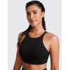 imageCRZ YOGA Womens Butterluxe High Neck Longline Sports Bras  Criss Cross Halter Wireless Padded Gym Workout Crop TopBlack
