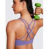 imageCRZ YOGA Womens Butterluxe High Neck Longline Sports Bras  Criss Cross Halter Wireless Padded Gym Workout Crop TopDark Lavender Purple