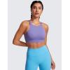 imageCRZ YOGA Womens Butterluxe High Neck Longline Sports Bras  Criss Cross Halter Wireless Padded Gym Workout Crop TopDark Lavender Purple