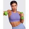 imageCRZ YOGA Womens Butterluxe High Neck Longline Sports Bras  Criss Cross Halter Wireless Padded Gym Workout Crop TopDark Lavender Purple