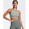imageCRZ YOGA Womens Butterluxe High Neck Longline Sports Bras  Criss Cross Halter Wireless Padded Gym Workout Crop TopGreen Palm Court