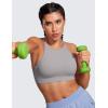 imageCRZ YOGA Womens Butterluxe High Neck Longline Sports Bras  Criss Cross Halter Wireless Padded Gym Workout Crop TopGull Gray