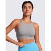 imageCRZ YOGA Womens Butterluxe High Neck Longline Sports Bras  Criss Cross Halter Wireless Padded Gym Workout Crop TopGull Gray