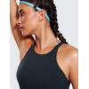 imageCRZ YOGA Womens Butterluxe High Neck Longline Sports Bras  Criss Cross Halter Wireless Padded Gym Workout Crop TopTrue Navy
