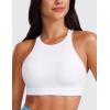 imageCRZ YOGA Womens Butterluxe High Neck Longline Sports Bras  Criss Cross Halter Wireless Padded Gym Workout Crop TopWhite