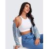 imageCRZ YOGA Womens Butterluxe High Neck Longline Sports Bras  Criss Cross Halter Wireless Padded Gym Workout Crop TopWhite