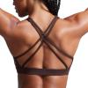 imageCRZ YOGA Butterbreeze Square Neck Sports Bras for Women  Strappy Thin Straps Wireless Workout Traning Padded Gym Cami TopHot Fudge Brown