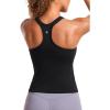 imageCRZ YOGA Seamless Ribbed Womens Tank Top Racerback Camisoles with Built in Bra Padded Scoop Neck Athletic Workout Slim CamiBlack