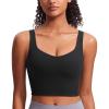 imageCRZ YOGA Softness Mold Butterluxe Longline Sports Bras for Women  V Neck Yoga Workout Crop Tank Top with Built in PadsBlack