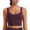 imageCRZ YOGA Softness Mold Butterluxe Longline Sports Bras for Women  V Neck Yoga Workout Crop Tank Top with Built in PadsDeep Purple