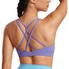 imageCRZ YOGA Womens Butterluxe High Neck Longline Sports Bras  Criss Cross Halter Wireless Padded Gym Workout Crop TopDark Lavender Purple