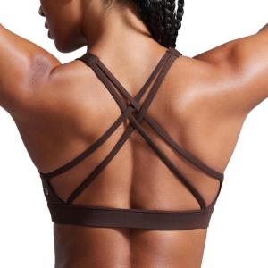 imageCRZ YOGA Butterbreeze Square Neck Sports Bras for Women  Strappy Thin Straps Wireless Workout Traning Padded Gym Cami TopHot Fudge Brown