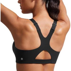 imageCRZ YOGA Butterlift Womens Racerback Padded Sports Bras  Medium Impact Scoop Neck Adjustable Straps Gym Workout TopBlack