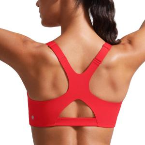 imageCRZ YOGA Butterlift Womens Racerback Padded Sports Bras  Medium Impact Scoop Neck Adjustable Straps Gym Workout TopDeep Red