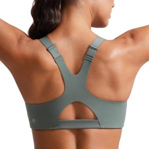 imageCRZ YOGA Butterlift Womens Racerback Padded Sports Bras  Medium Impact Scoop Neck Adjustable Straps Gym Workout TopGrey Sage