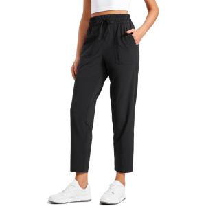 imageCRZ YOGA Lightweight Ankle Pants for Women 78 Casual Lounge Travel Work Trousers with PocketsBlack
