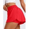 imageCRZ YOGA 2 in 1 Flowy Running Shorts for Women High Waisted Quick Dry for Athletic Gym Lounge Workout Cute Tennis SkirtsDeep Red