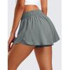 imageCRZ YOGA 2 in 1 Flowy Running Shorts for Women High Waisted Quick Dry for Athletic Gym Lounge Workout Cute Tennis SkirtsGrey Sage