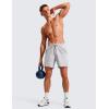 imageCRZ YOGA Casual Workout Mens Shorts 7 Inch Lightweight Quick Dry for Gym Athletic with Zipper PocketPlatinum Grey
