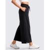 imageCRZ YOGA Lightweight Wide Leg Cropped Pants for Women 25quot High Waisted Loose Casual Lounge Travel Work Sweatpants SummerBlack