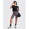 imageCRZ YOGA Open Back Short Sleeve Crop Top for Women Loose Athletic Yoga Workout Shirts Casual Cropped TShirtsBlack