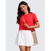 imageCRZ YOGA Open Back Short Sleeve Crop Top for Women Loose Athletic Yoga Workout Shirts Casual Cropped TShirtsDeep Red