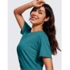 imageCRZ YOGA Open Back Short Sleeve Crop Top for Women Loose Athletic Yoga Workout Shirts Casual Cropped TShirtsGreen Jade