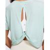 imageCRZ YOGA Open Back Short Sleeve Crop Top for Women Loose Athletic Yoga Workout Shirts Casual Cropped TShirtsSkylight Green
