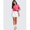 imageCRZ YOGA Open Back Short Sleeve Crop Top for Women Loose Athletic Yoga Workout Shirts Casual Cropped TShirtsSonic Pink