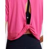 imageCRZ YOGA Open Back Short Sleeve Crop Top for Women Loose Athletic Yoga Workout Shirts Casual Cropped TShirtsSonic Pink