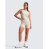 imageCRZ YOGA Secretsculpt Womens Butterlift High Waist Scrunch Butt Biker Shorts 4 Inches  No Front Seam Workout Gym BootyMojave Tan