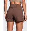 imageCRZ YOGA Womens Lightweight Mid Rise Hiking Shorts 4  Stretch for Athletic Summer Travel Outdoor Golf with Zip PocketsCoffee Brown