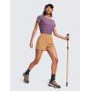 imageCRZ YOGA Womens Lightweight Mid Rise Hiking Shorts 4  Stretch for Athletic Summer Travel Outdoor Golf with Zip PocketsDoe Brown